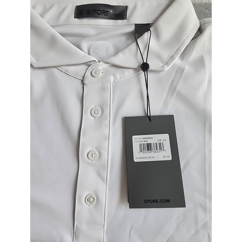 G/FORE Polo XXL White NWT $115 Luxury Golf Performance Shirt Stretch Dadcore - Picture 3 of 10
